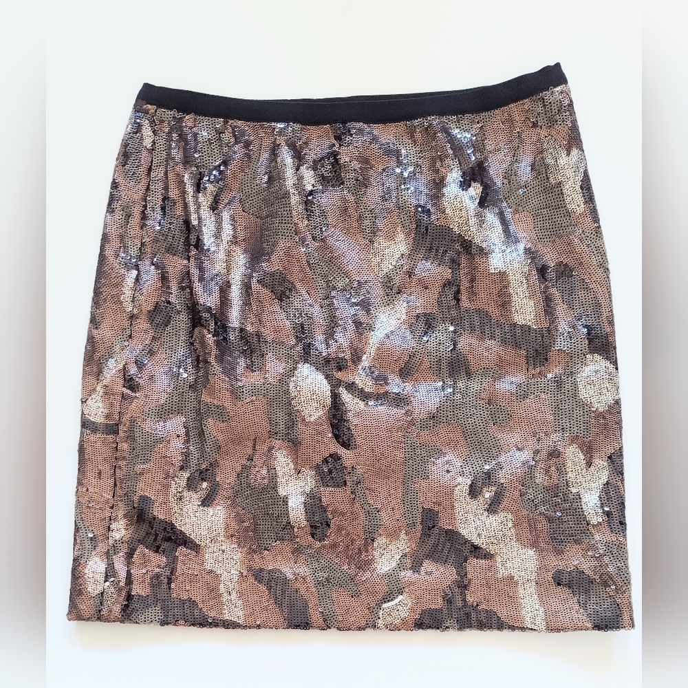 Etcetera Flirt Camo Sequin Mini Skirt Size 4 Lined